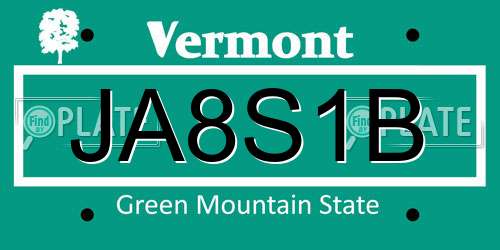 JA8S1B Vermont License Plate