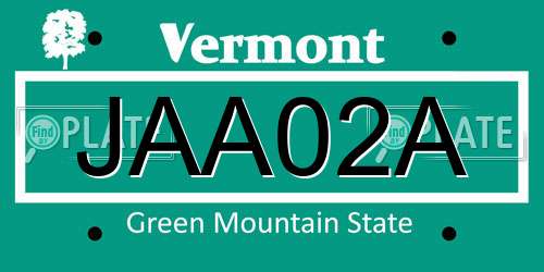 JAA02A Vermont License Plate