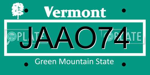 JAAO74 Vermont License Plate