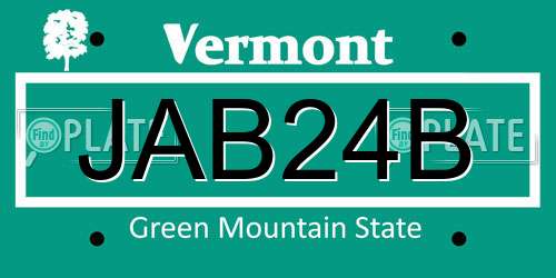 JAB24B Vermont License Plate