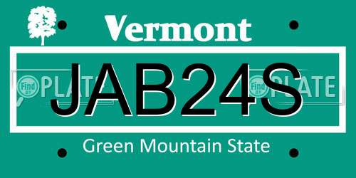 JAB24S Vermont License Plate