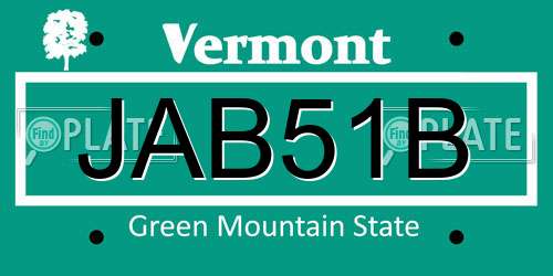 JAB51B Vermont License Plate