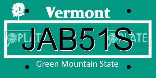 JAB51S Vermont License Plate