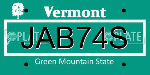 JAB74S Vermont License Plate