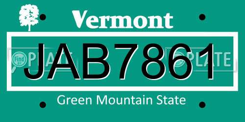 JAB7861 Vermont License Plate