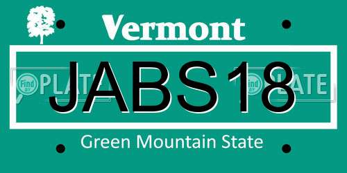 JABS18 Vermont License Plate