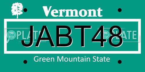 JABT48 Vermont License Plate