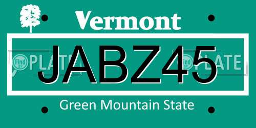 JABZ45 Vermont License Plate
