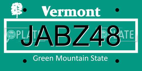 JABZ48 Vermont License Plate