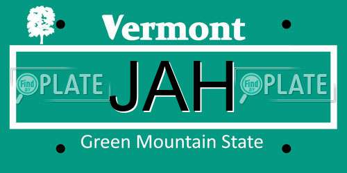 JAH Vermont License Plate