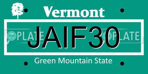 JAIF30 Vermont License Plate