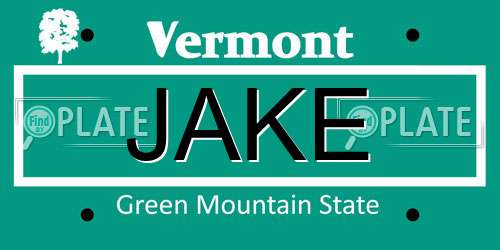 JAKE Vermont License Plate