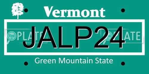 JALP24 Vermont License Plate