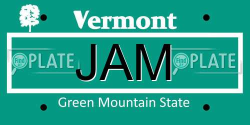 JAM Vermont License Plate
