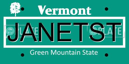 JANETST Vermont License Plate