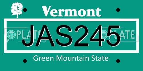 JAS245 Vermont License Plate