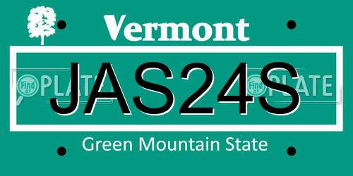 JAS24S Vermont License Plate