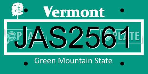 JAS2561 Vermont License Plate