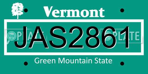 JAS2861 Vermont License Plate