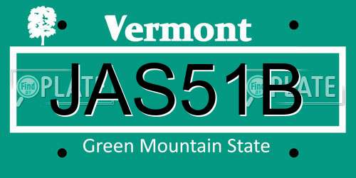 JAS51B Vermont License Plate