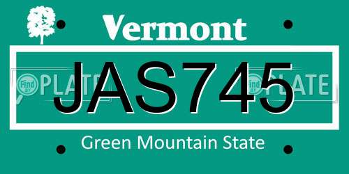 JAS745 Vermont License Plate