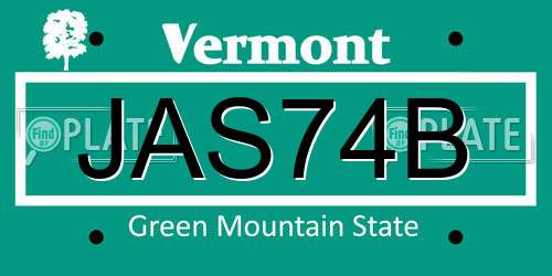 JAS74B Vermont License Plate