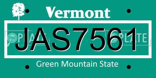 JAS7561 Vermont License Plate