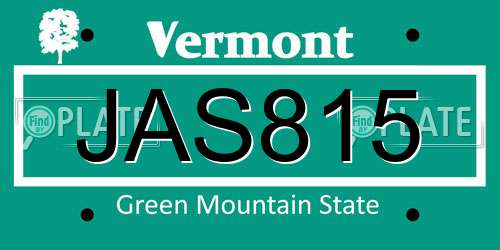 JAS815 Vermont License Plate