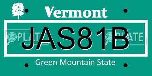 JAS81B Vermont License Plate