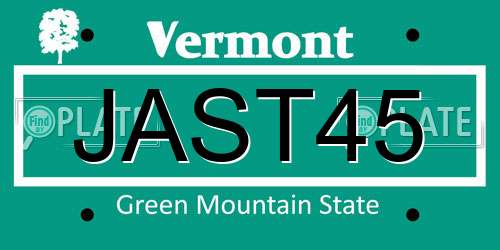 JAST45 Vermont License Plate