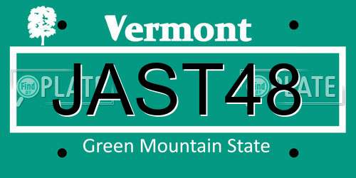 JAST48 Vermont License Plate