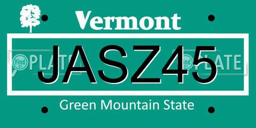 JASZ45 Vermont License Plate