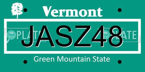 JASZ48 Vermont License Plate