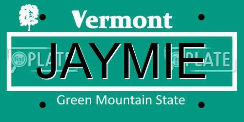 JAYMIE Vermont License Plate