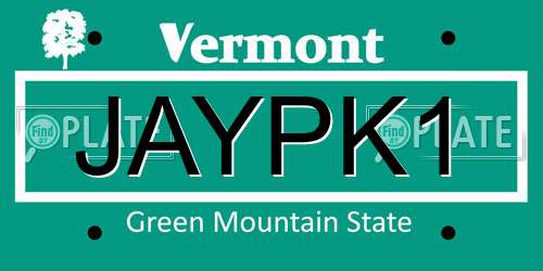JAYPK1 Vermont License Plate