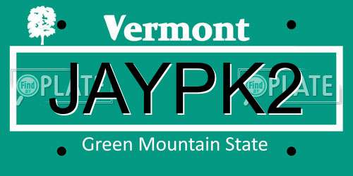 JAYPK2 Vermont License Plate