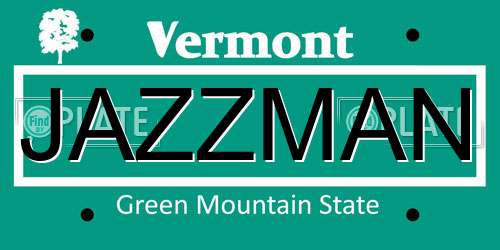JAZZMAN Vermont License Plate