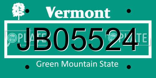 JB05524 Vermont License Plate