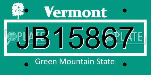 JB15867 Vermont License Plate
