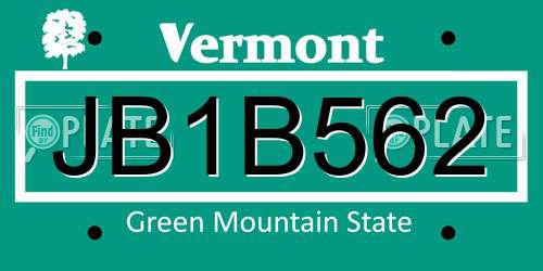 JB1B562 Vermont License Plate