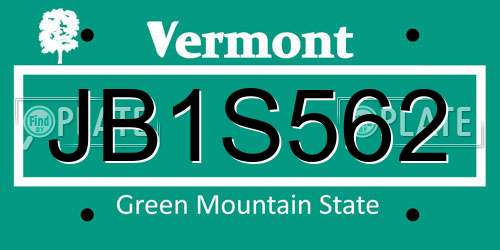 JB1S562 Vermont License Plate