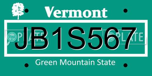 JB1S567 Vermont License Plate