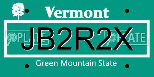 JB2R2X Vermont License Plate