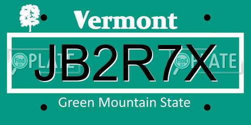 JB2R7X Vermont License Plate