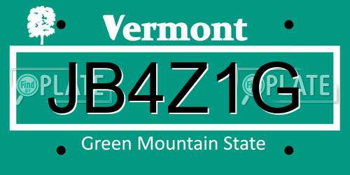 JB4Z1G Vermont License Plate