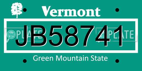 JB58741 Vermont License Plate