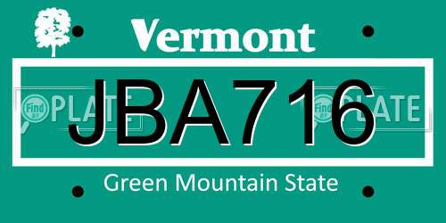 JBA716 Vermont License Plate