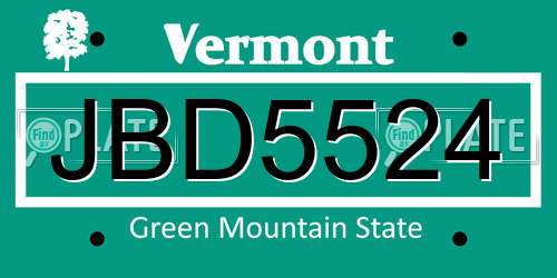 JBD5524 Vermont License Plate