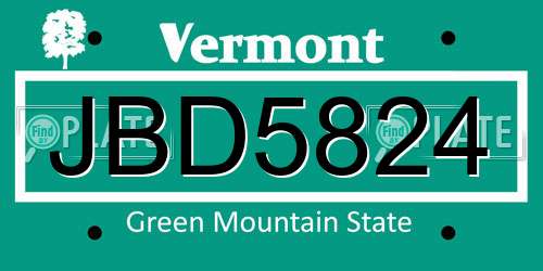 JBD5824 Vermont License Plate