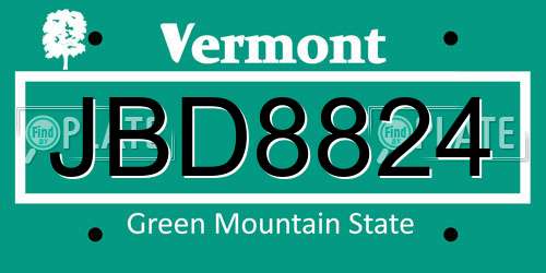 JBD8824 Vermont License Plate
